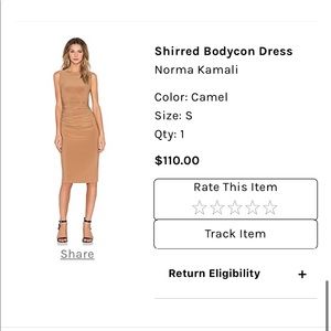 Norma Kamali Shirred Bodycon Dress Size Small with Tags
